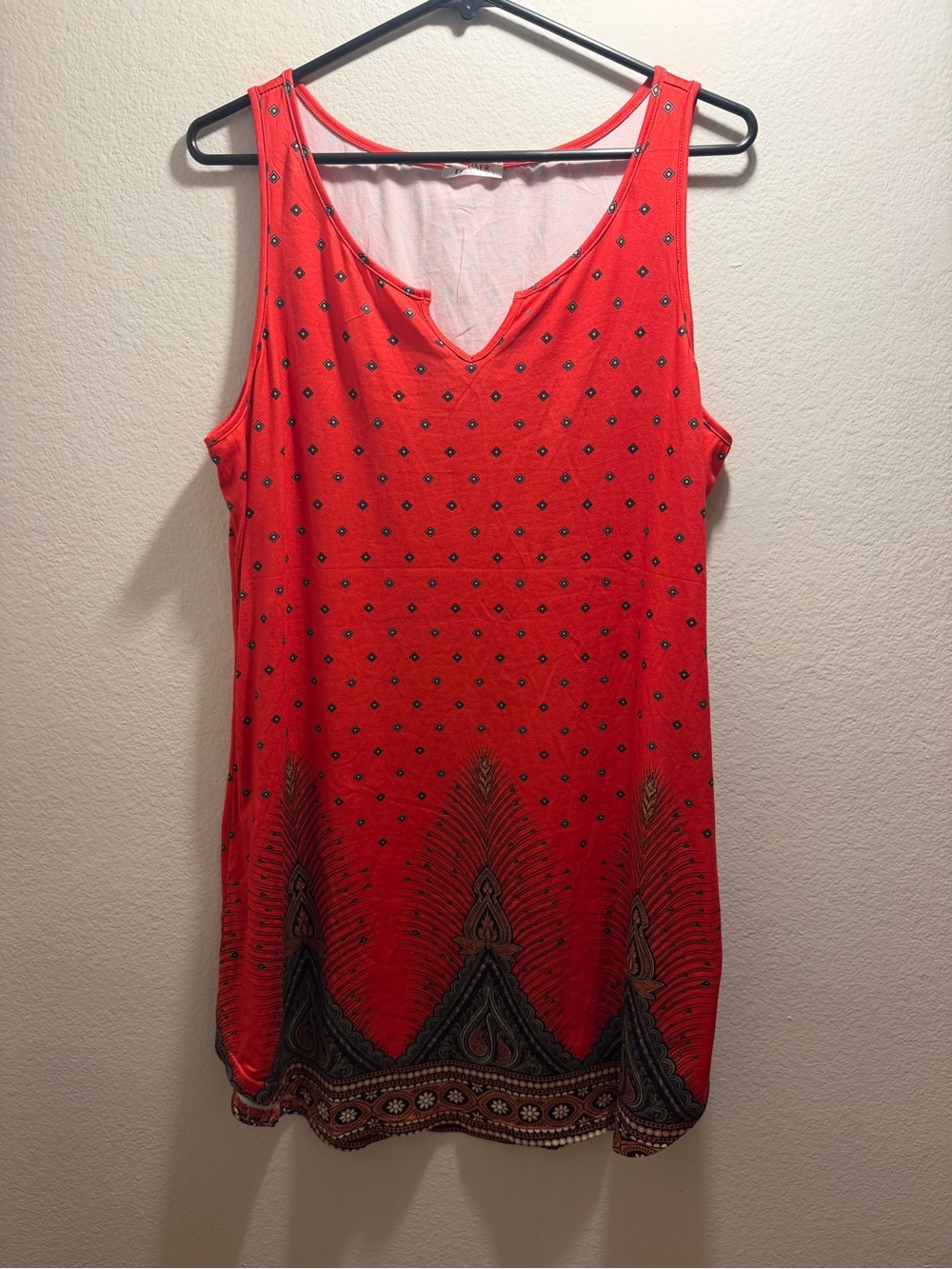 Ekouaer Red Printed Sleeveless Women's Stretch Dress